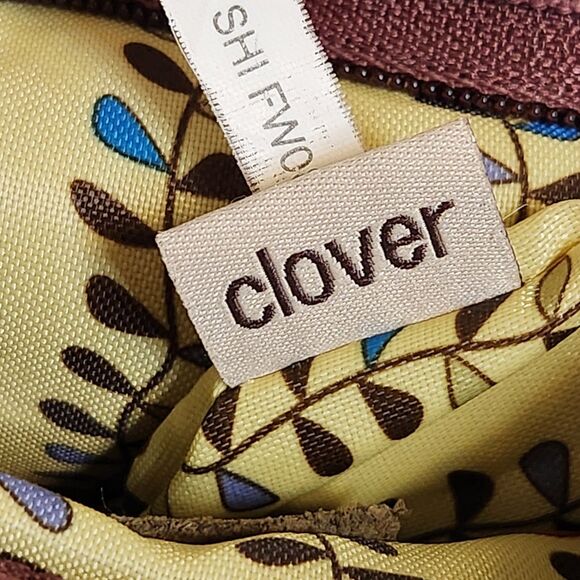 Sherpani Clover Canvas Suede Trim Crossbody Purse Bag -9x7.5x1 Purple Brown - Picture 6 of 10